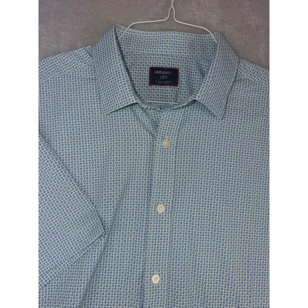 UNTUCKit Ackerman-Perf-SS Mens Large Regular Fit Floral Short Sleeve Shirt 42084